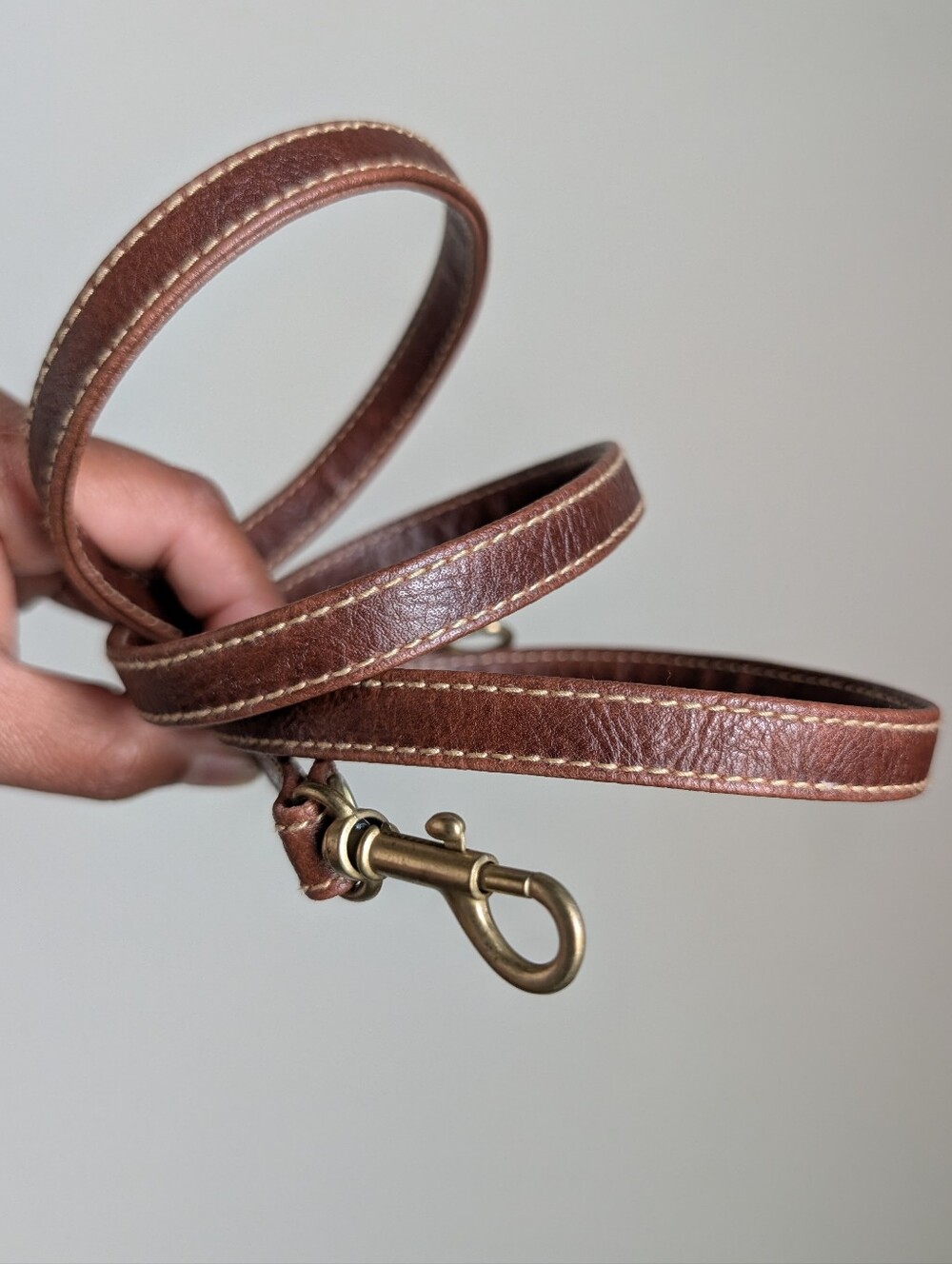 Nwot Brown Textured Leather Crossbody Replacement Strap 47"x1/2" Antique Brass